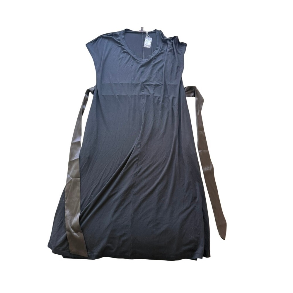 NWT! "Fleur't 636" Lounge Dress Blk V-Neck Satin Tie Micromodal Sleeveless Small